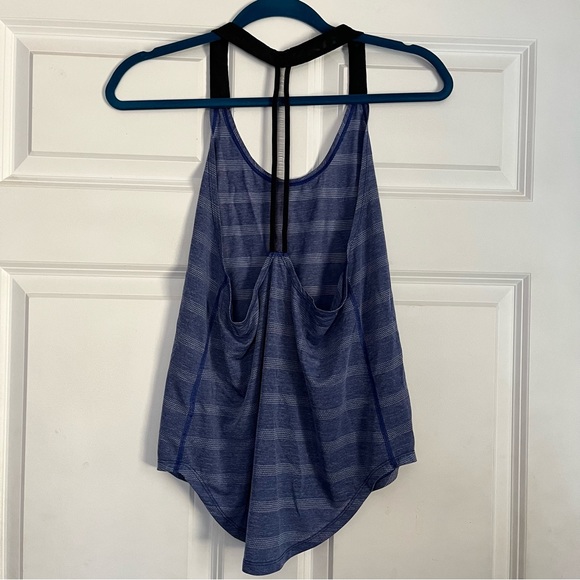 Nike Dri-Fit Women’s Blue/Purple/White Stripped T Back Tank Top W/ Black Accents - Picture 4 of 9